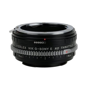 Vizelex ND 스로틀 렌즈 마운트 어댑터 - Nikon Nikkor F 마운트 G- 타입 D / SLR 렌즈 - 소니 알파 E- 마운트 미러리스 카메라 본체 - 가변 식 ND 필터 (1 ~ 8 스톱)